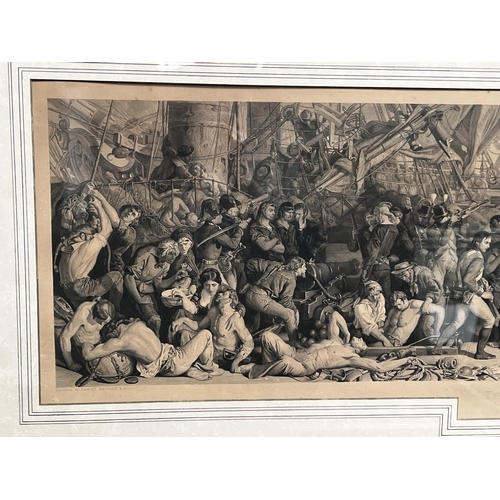1344 - Large antique engraving The Death of Nelson at the battle of Trafalgar, after the painting by Daniel... 