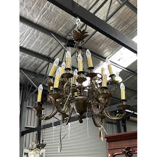 1368 - Elaborate Vintage Brass chandelier 16 light, approx 85cm H x 76cm W