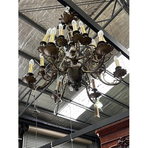1368 - Elaborate Vintage Brass chandelier 16 light, approx 85cm H x 76cm W