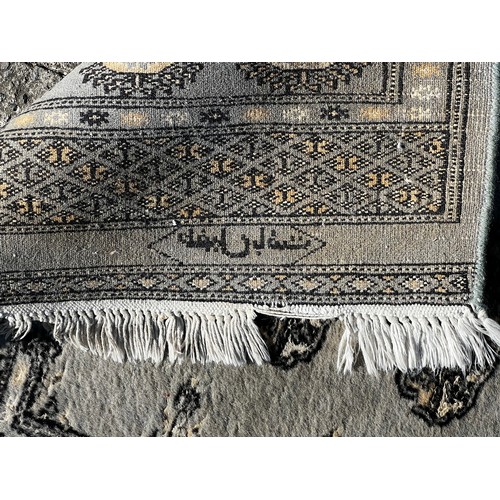 1122 - Silk and wool hand knotted runner, of grey silver ground, approx 290cm x 82cm