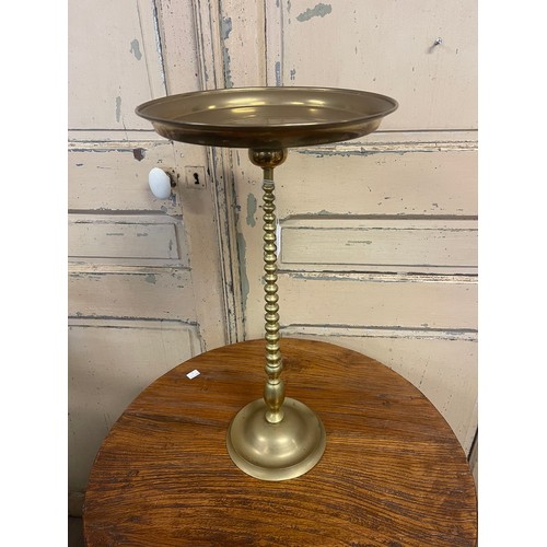 1376 - Vintage turned brass dish top table, approx 53cm H x 28 cm Dia