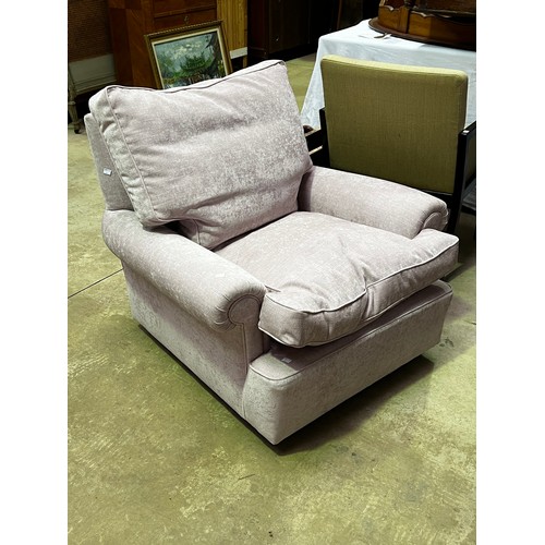 1389 - Modern custom made lilac upholstered lounge arm chair