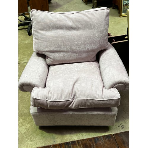 1389 - Modern custom made lilac upholstered lounge arm chair