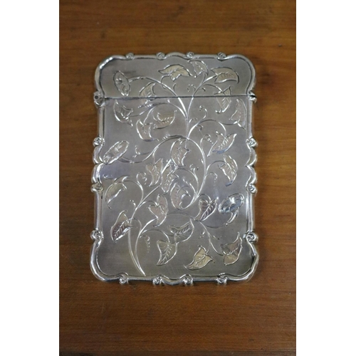 21 - Antique sterling silver card case, marked for Birmingham 1852, Edward Smith,  approx 10cm H x 7cm W ... 