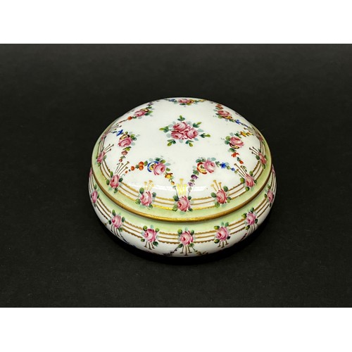 57 - Trinket box, signed to base, approx 5cm H x 10cm Dia