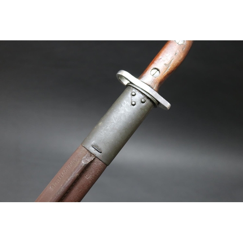 18 - Australian Pattern 1907 bayonet and scabbard of WW2 date (Kiesling 319). Plated for parade use. An e... 