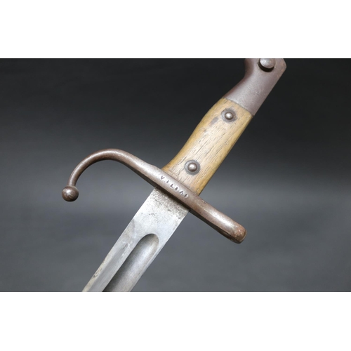 21 - Turkish Model 1890 bayonet and scabbard (Kiesling 663). An excellent example in particularly good co... 