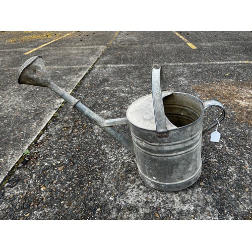 36 - French gal metal watering can with rose, approx 45cm H x 66cm W