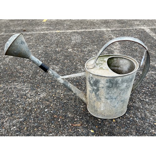 37 - French gal metal watering can with rose, approx 47cm H x 62cm W