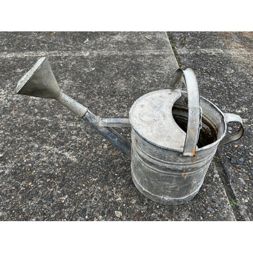 43 - French gal metal watering can with rose, approx 42cm H x 58cm W