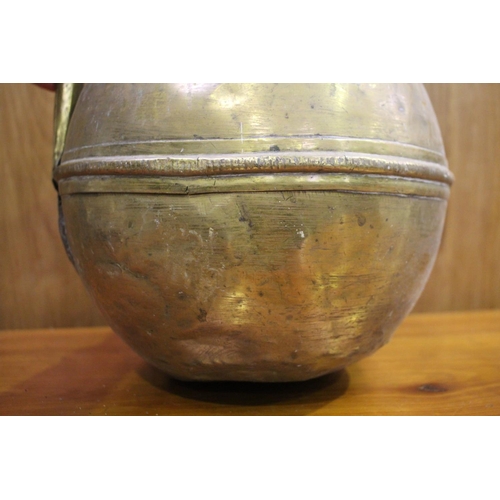 55 - Antique French brass jug, approx 35cm H x 27cm Dia