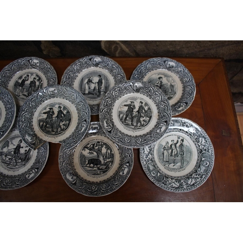 95 - Set of French pottery plates, each approx 20cm Dia (11)