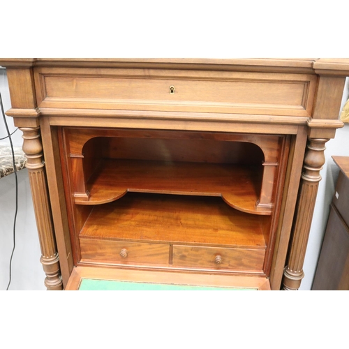 114 - Antique French Henri II marble topped secretaire, approx 138cm H x 75cm W x 44cm D