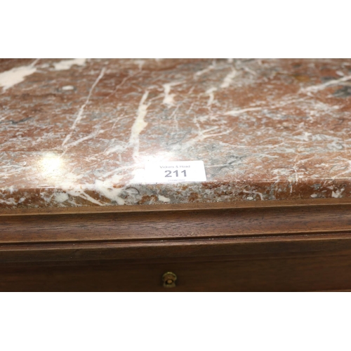 114 - Antique French Henri II marble topped secretaire, approx 138cm H x 75cm W x 44cm D