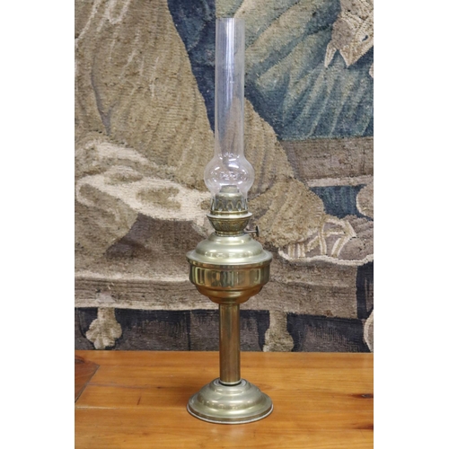 116 - Antique brass oil lamp, approx 58cm H