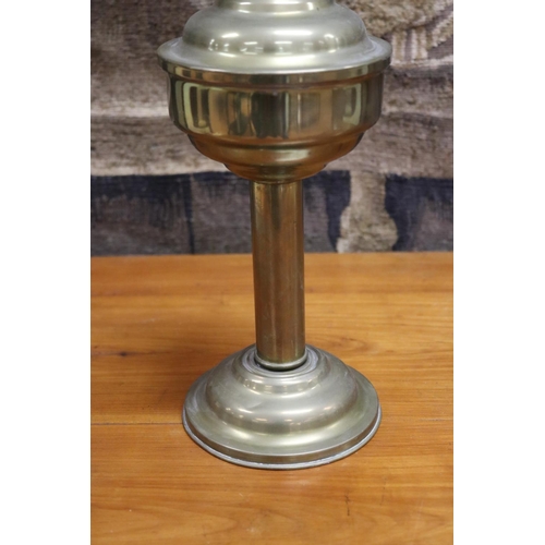 116 - Antique brass oil lamp, approx 58cm H