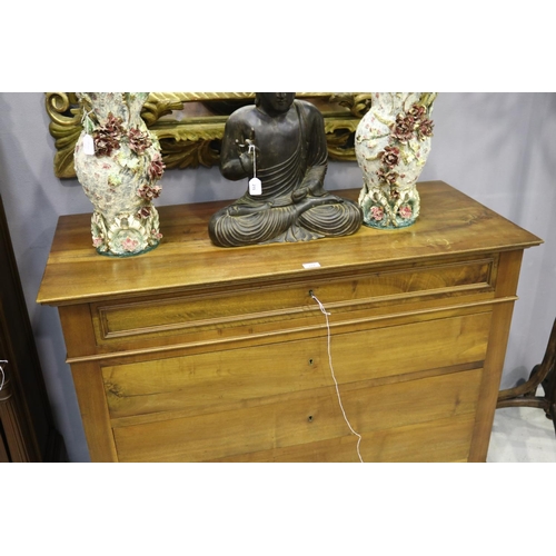 120 - Antique French walnut four drawer chest on bracket feet, approx 100cm H x 123cm W x 56cm D