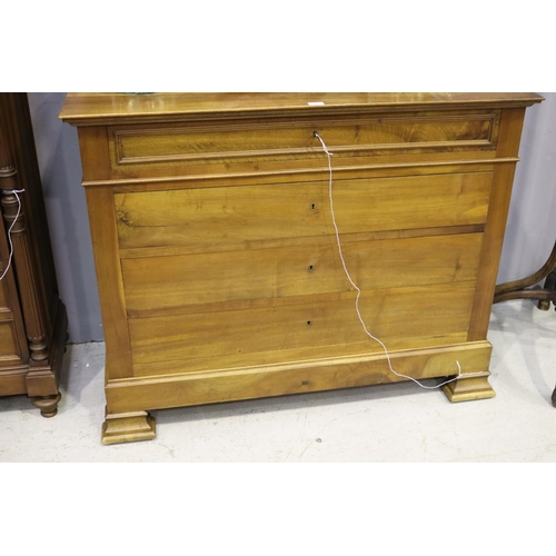 120 - Antique French walnut four drawer chest on bracket feet, approx 100cm H x 123cm W x 56cm D