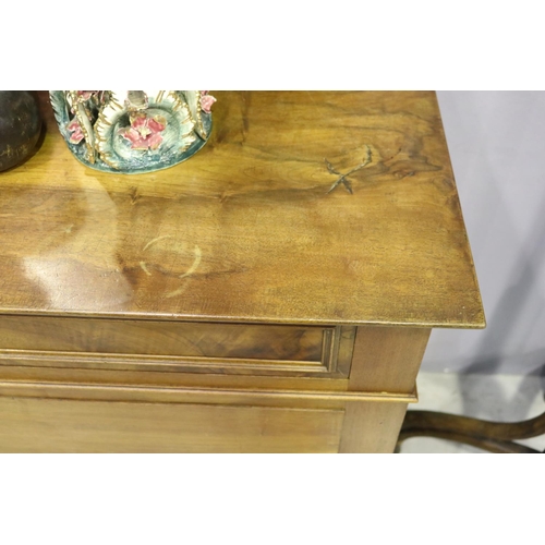 120 - Antique French walnut four drawer chest on bracket feet, approx 100cm H x 123cm W x 56cm D