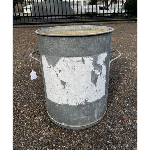 130 - French gal metal twin handled tub, approx 42cm H x 33cm Dia