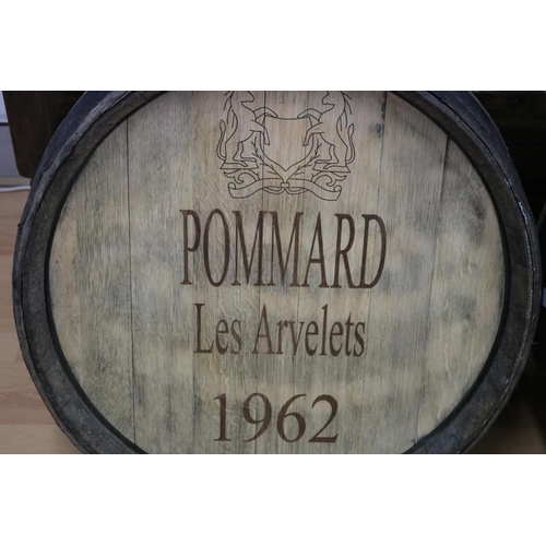 132 - Vintage French barrel front marked Pommard Les Arvelets 1962, approx 63cm Dia