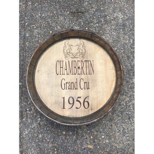 144 - French barrel front marked Chambertin Grand Cru 1956,  approx 63cm Dia