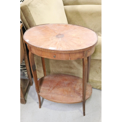153 - Antique French oval side or salon table, A/F approx 76cm H x 55cm W x 36cm D
