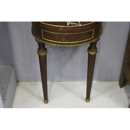 156 - Antique French demi lune marble topped nightstand, wall mountable, approx 81cm H x 46cm W x 34cm D