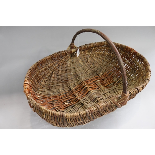161 - French oval woven basket, approx 18cm H ex handle x 56cm W x 36cm D