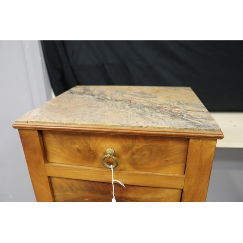 171 - Antique French Henri II marble topped nightstand, approx 79cm H