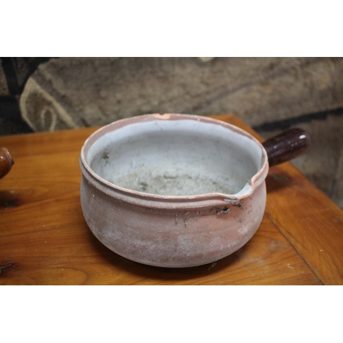 187 - Three French pottery pots, approx 20cm Dia and smaller (3)