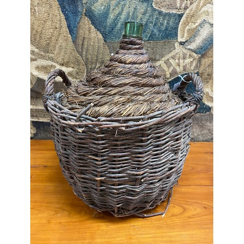 200 - Glass bon bon in wicket basket, approx 43cm H