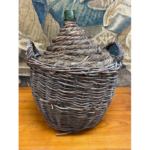 200 - Glass bon bon in wicket basket, approx 43cm H