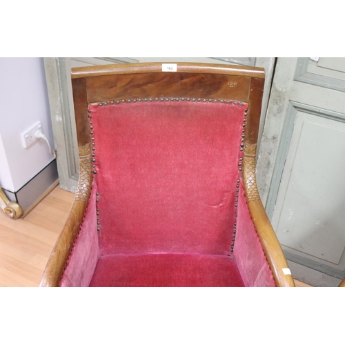 203 - Pair of French Empire style armchairs, carved with scale decoration, each approx 84cm H x 64cm W (2)