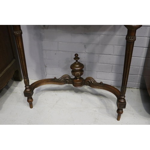 206 - Antique French carved walnut marble topped console, approx 93cm H x 94cm W x 50cm D