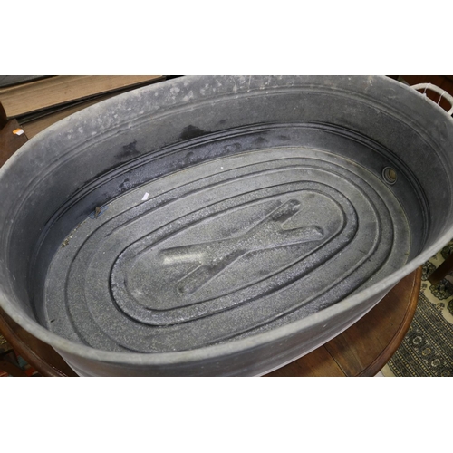 244 - Large metal tub / bath, approx 29cm H x 92cm W (ex handles) x 56cm D