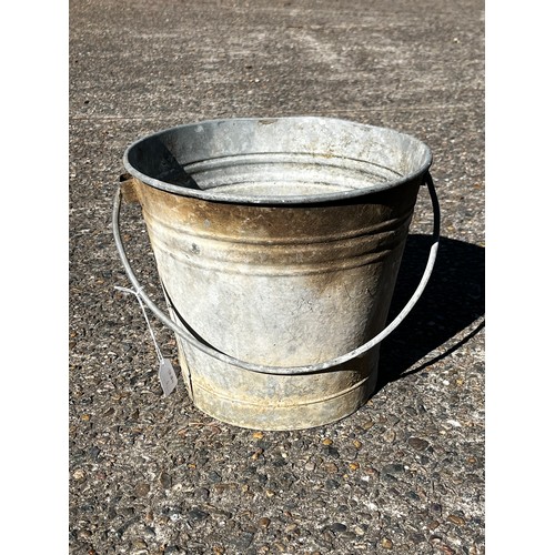 264 - French gal metal bucket, with swing handle, approx 28cm H ex handle x 33cm Dia