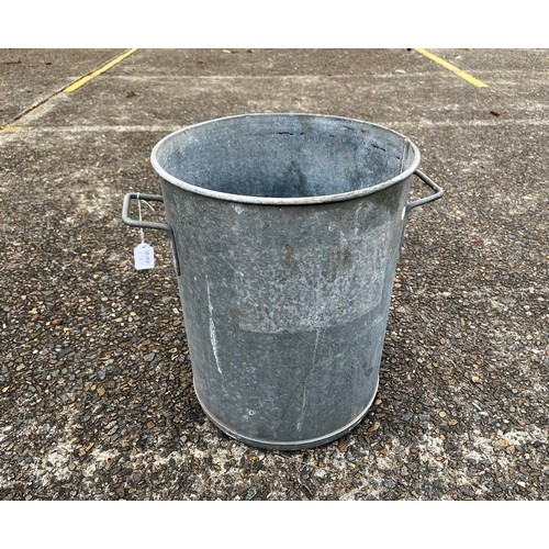 267 - French gal metal twin handled tub, approx 42cm H x 34cm Dia