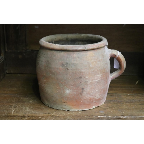 16 - French stoneware confit pot, approx 19cm H