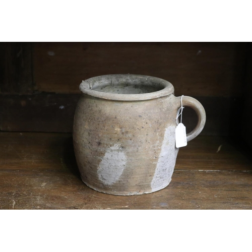 23 - French pottery confit pot, approx 18cm H
