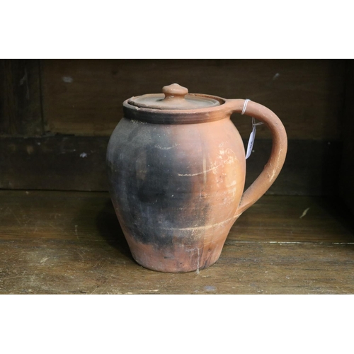 26 - French stoneware lidded jug, approx 21cm H