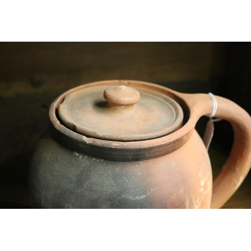 26 - French stoneware lidded jug, approx 21cm H