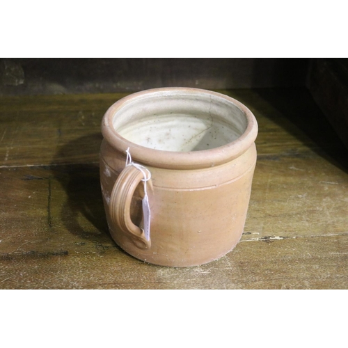 3 - French pottery confit pot, approx 15cm H