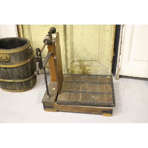 290 - Set of antique French platform weighing scales, approx 77cm H x 76cm W x 68cm D