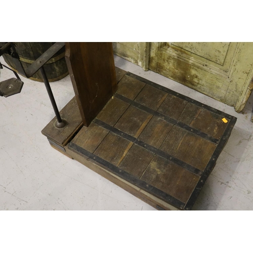 290 - Set of antique French platform weighing scales, approx 77cm H x 76cm W x 68cm D