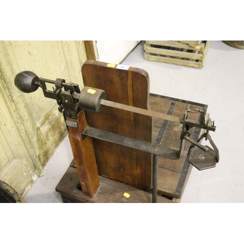 290 - Set of antique French platform weighing scales, approx 77cm H x 76cm W x 68cm D