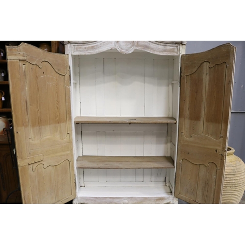 51 - Antique French white painted armoire, approx 239cm H x 147cm W x 53cm D