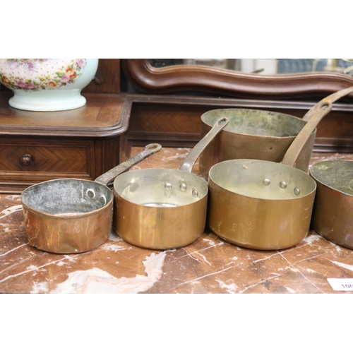 102 - Lot of six French copper saucepans, approx 19cm Dia and smaller (6)