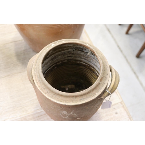 80 - French stoneware confit pot, approx 24cm H