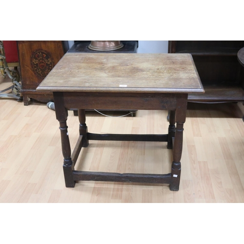 332 - Antique English oak constructed 18th century elements side or tavern table, approx 72cm H x 87cm W x... 